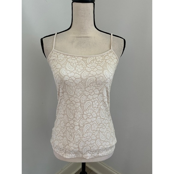 LOFT Tops - Boho Chic Floral Lace Cami Top size Small Cream Gold Metallic Soft Girl Camisole